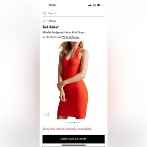 Ted Baker Orange Halter Midi Dress